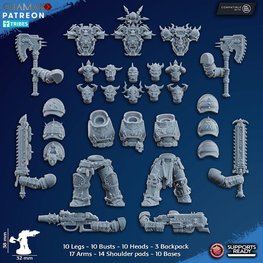 Traitor Militum Melee | Heretic Knights (10) - Havoc Brothers - Ghamak - 3D Printed Mini Marines