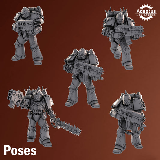 Chainlords Infantry Squad | Chaos Knights (5) - Havoc Brothers - Adeptus Miniatures - 3d Printed Mini Marines