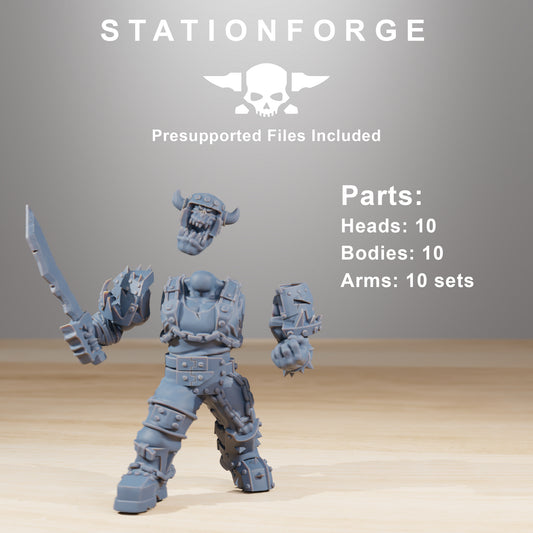 Berserkers Orkaz | Space Orcs (10) - Stationforge | 3D-printed Miniatures