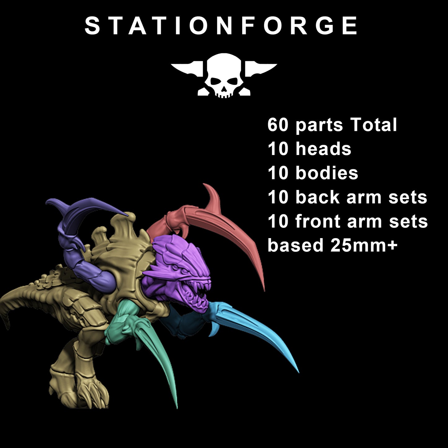 Xenarids Melee Infantry | Alien Hives (10) - Stationforge | 3D-printed Miniatures