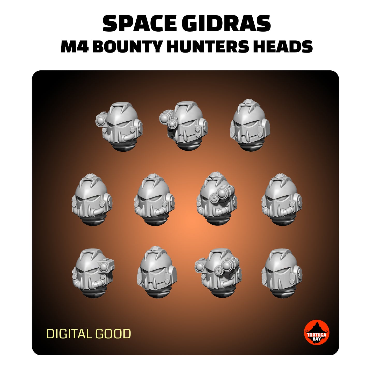 M4 Space Gidras Bounty Hunter Helmets | Galaxy Marines Bits (11) - MKIV Battle Brothers - Tortugabay - 3D Printed Miniatures