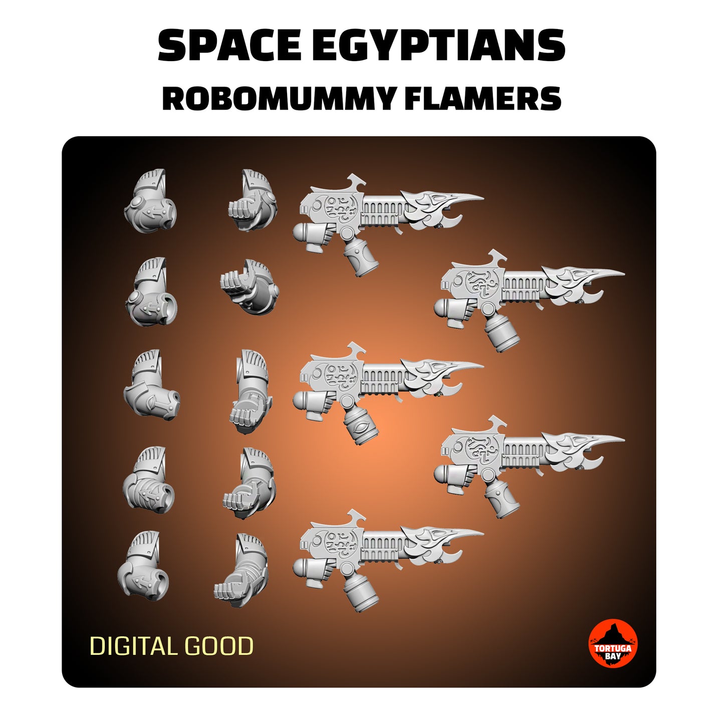 Space Egyptians Flamer Guns | Galaxy Marines Bits (10) - MKIV Havoc Brothers - Tortugabay - 3d Printed Mini Marines