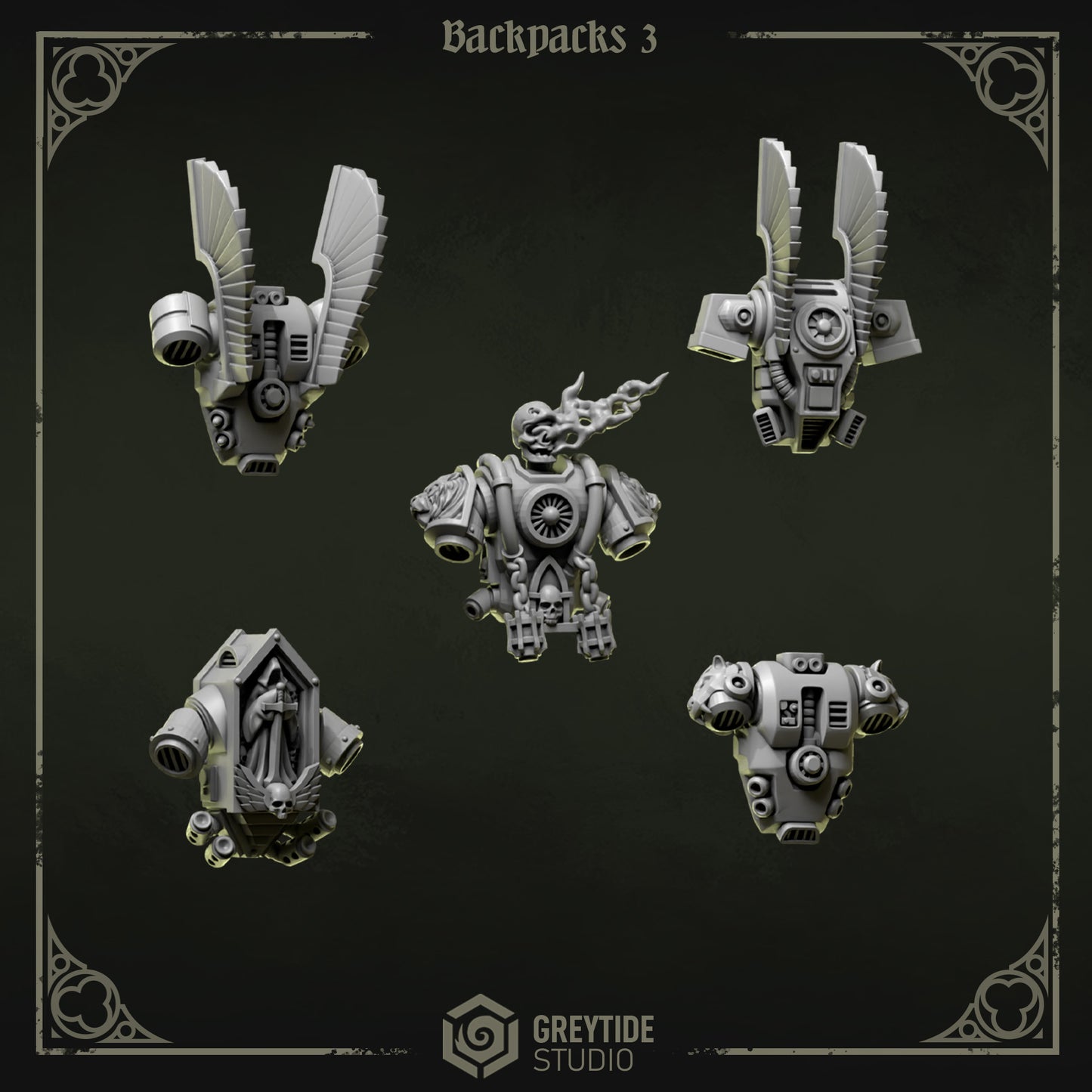 Backpacks 3 Eternal Pilgrims | (5) - Battle Brothers - Greytide - Miniatures