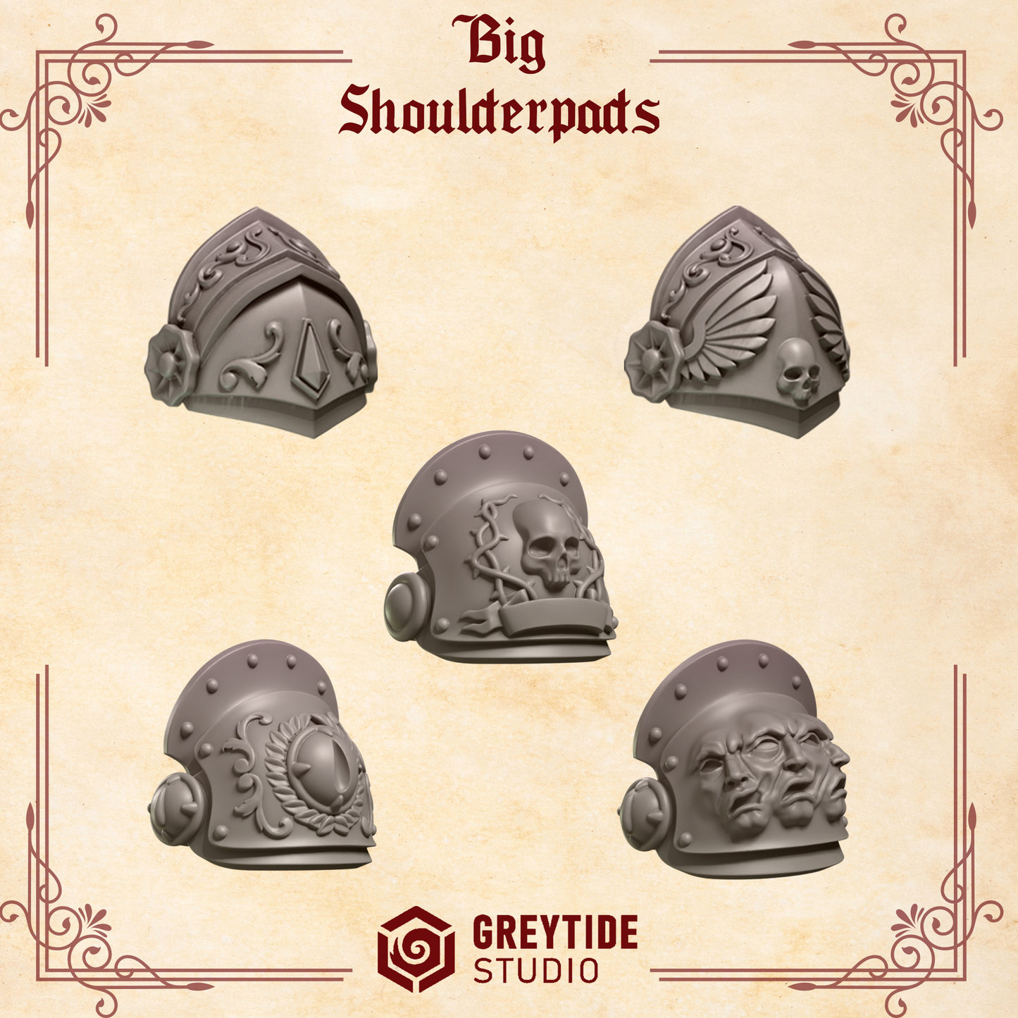 Big Shoulders Crimson Lords | (5) - Battle Brothers - Greytide - Miniatures