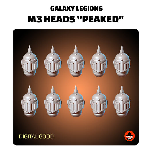M3 Peaked Helmets | Galaxy Marines Bits (10) - MKIII Battle Brothers- Tortugabay - 3d Printed Mini Marines
