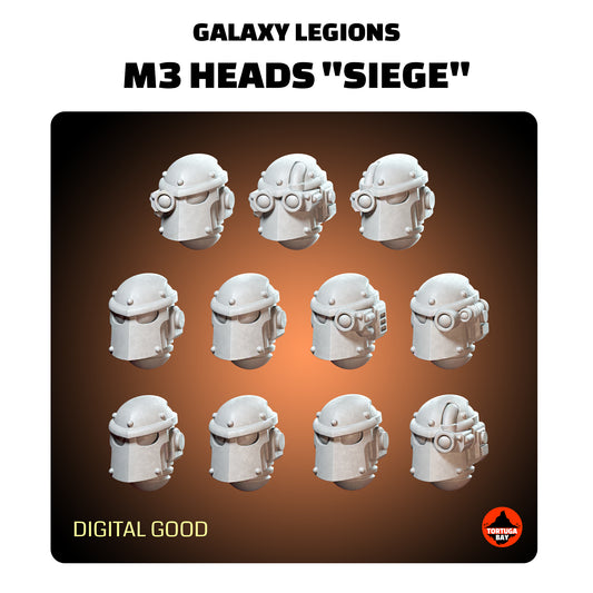 M3 Siege Helmets | Galaxy Marines Bits (11) - MKIII Battle Brothers- Tortugabay - 3d Printed Mini Marines