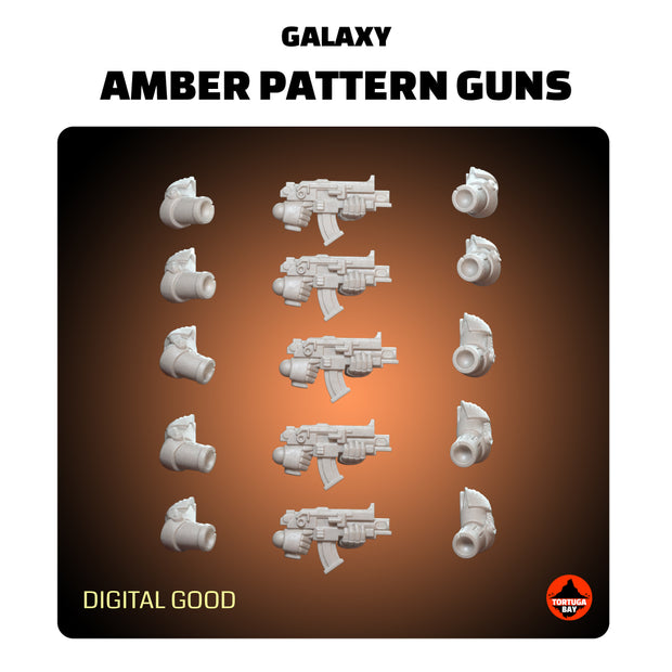 M5 Amber Pattern Guns | Galaxy Marines Bits (10) - MKVI Battle Brothers - Tortugabay - 3d Printed Mini Marines