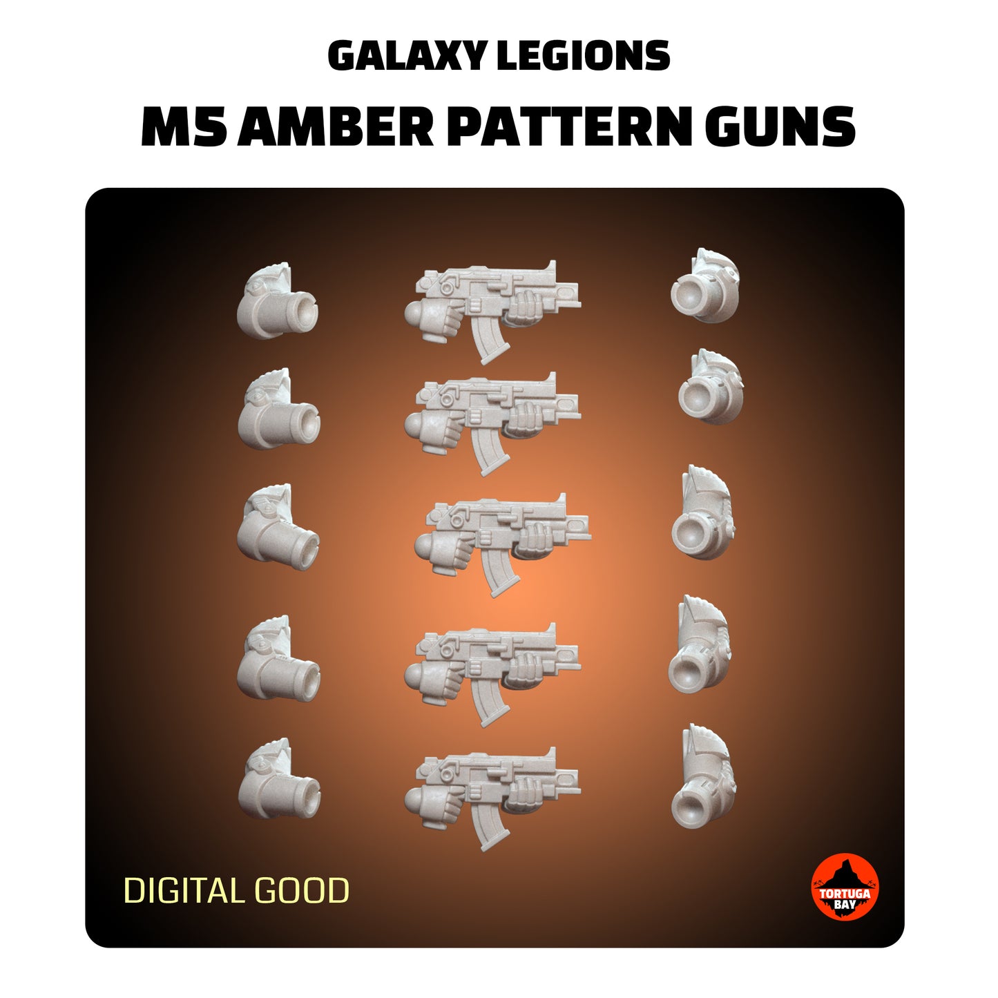 M5 Amber Pattern Guns | Galaxy Marines Bits (10) - MKVI Battle Brothers - Tortugabay - 3d Printed Mini Marines