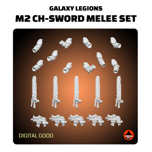 M2 Chain Swords | Galaxy Marines Bits (10) - MKII Battle Brothers - Tortugabay - 3d Printed Mini Marines