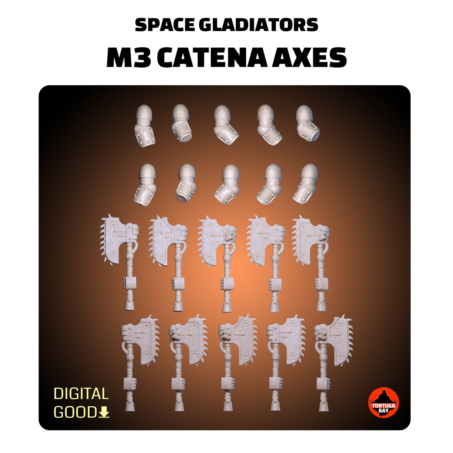 M3 Catena Chain Axes | Galaxy Marine - 3D Printed Mini Mariness Bits (5) - MKII Battle Brothers - Tortugabay