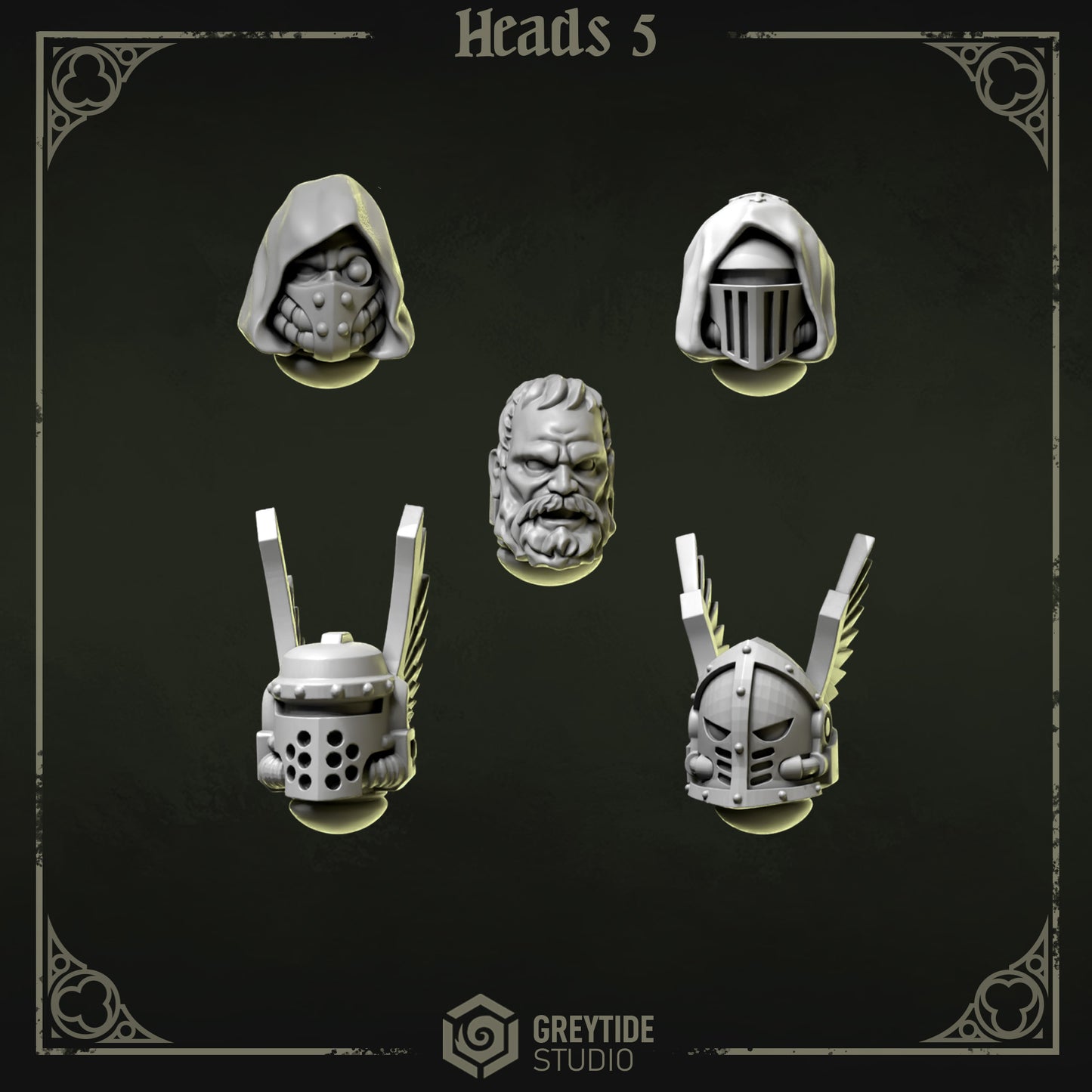 Heads 5 Eternal Pilgrims | (5) - Battle Brothers - Greytide - Miniatures