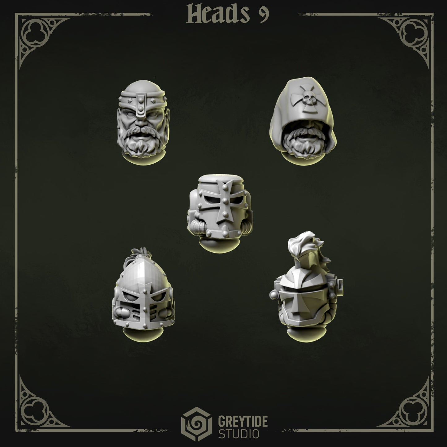 Heads 9 Eternal Pilgrims | (5) - Battle Brothers - Greytide - Miniatures