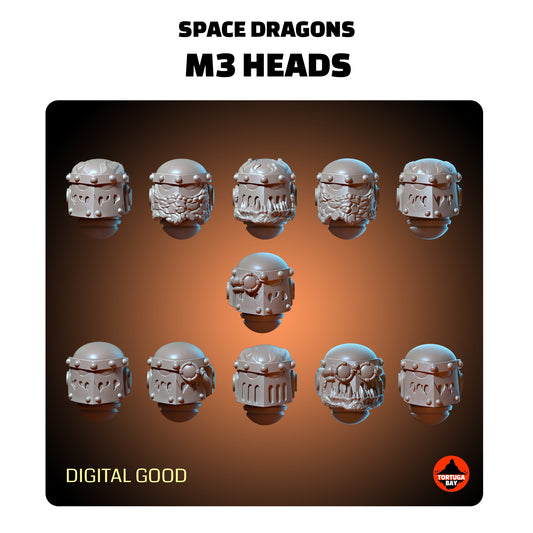 M3 Dragon Helmets | Galaxy Marines Bits (10) - MKIII Battle Brothers- Tortugabay - 3d Printed Mini Marines