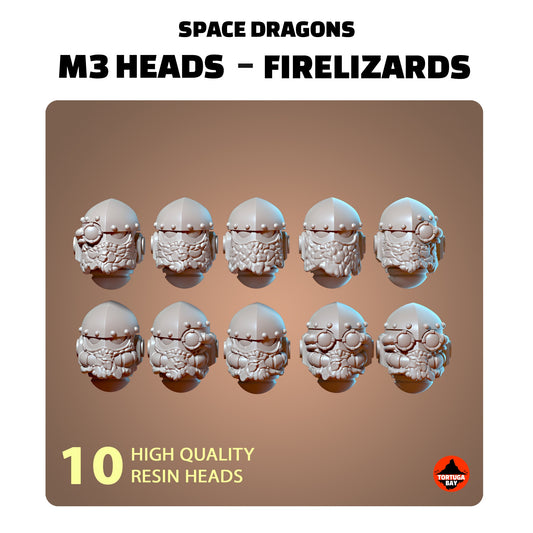 M3 Flame Dragon Helmets | Galaxy Marines Bits (10) - MKIII Battle Brothers- Tortugabay - 3d Printed Mini Marines