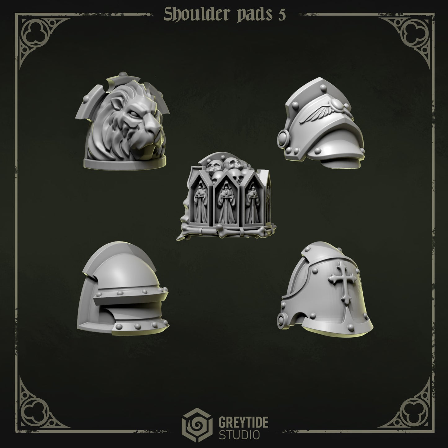 Shoulder Pads 5 Eternal Pilgrims | (5) - Battle Brothers - Greytide - Miniatures
