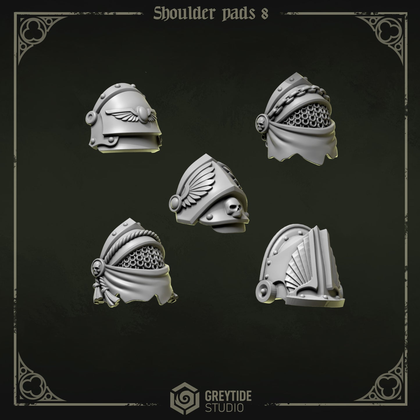 Shoulder Pads 8 Eternal Pilgrims | (5) - Battle Brothers - Greytide - Miniatures