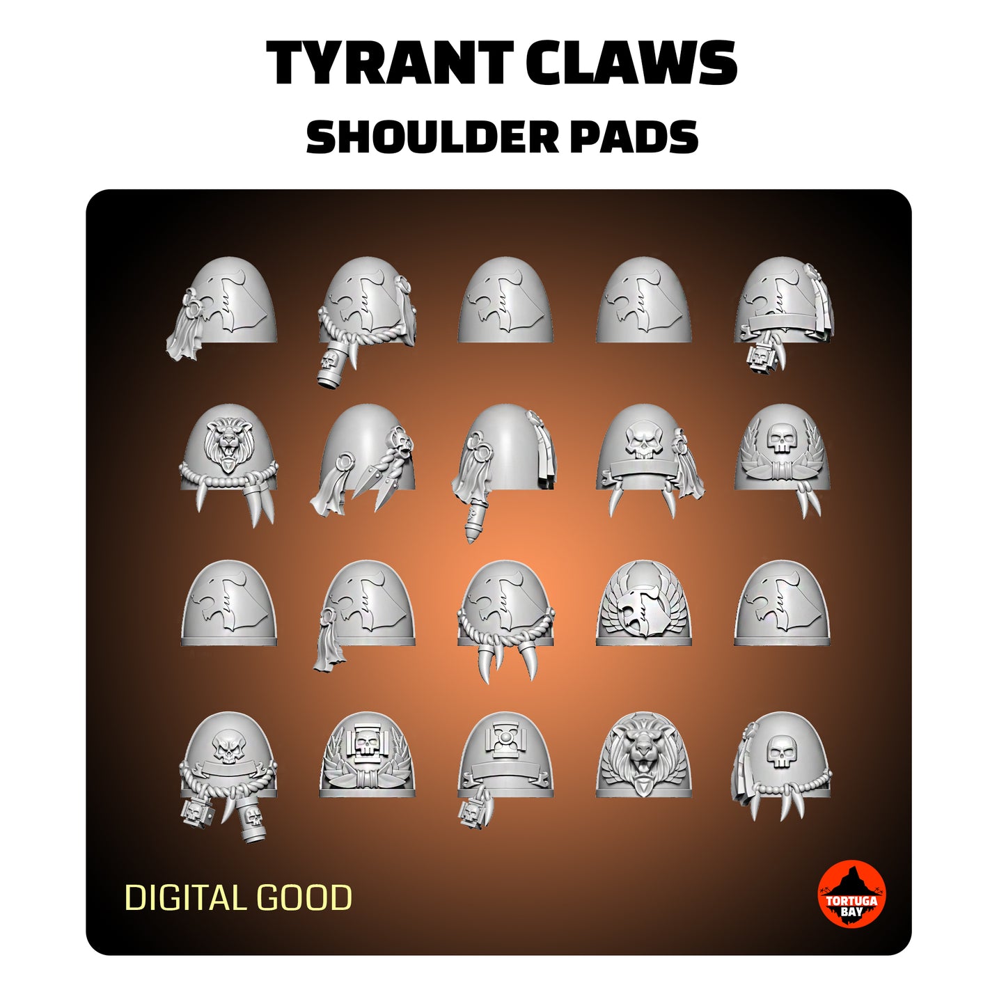 M6 Tyrant Chosen Shoulder Pads | Galaxy Marines Bits (20) - Battle Brothers- Tortugabay - 3d Printed Mini Marines