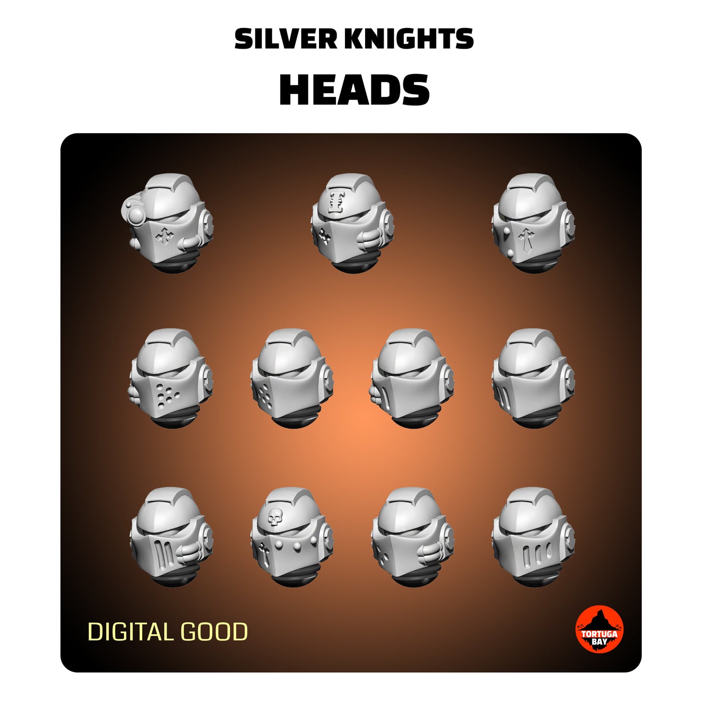 M3 Silver Knight Helmets | Galaxy Marines Bits (11) - MKIII Battle Brothers - Tortugabay - 3d Printed Mini Marines