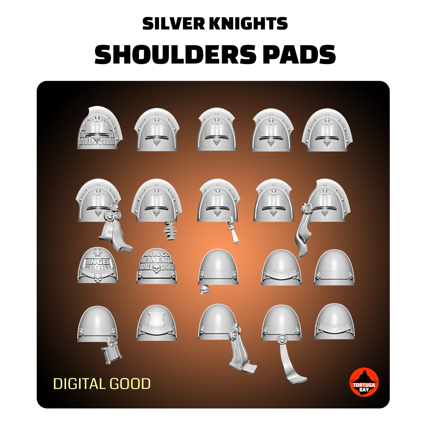 M3 Silver Knights Shoulder Pads | Galaxy Marines Bits (20) - MK3 Battle Brothers- Tortugabay - 3d Printed Mini Marines