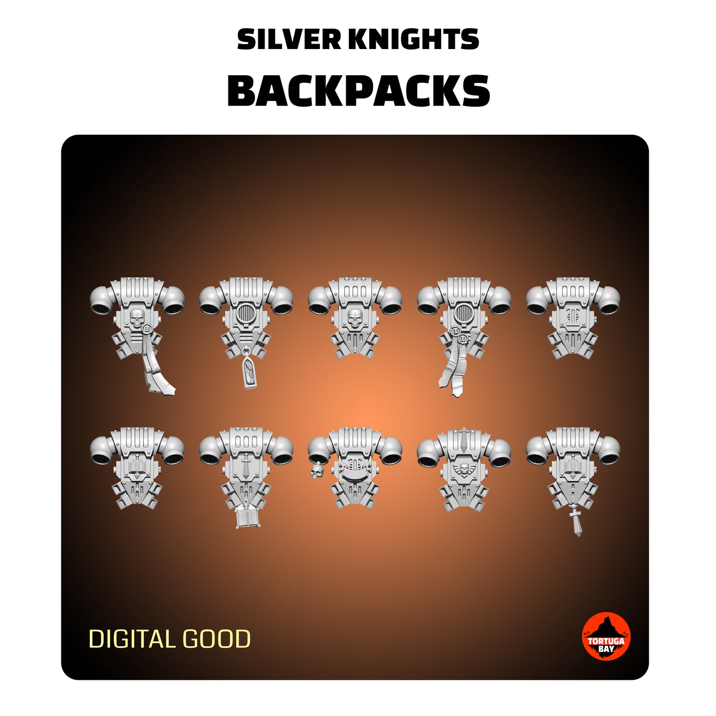 M3 Silver Knights Backpacks | Galaxy Marines Bits (10) - MKIII Battle Brothers- Tortugabay - 3d Printed Mini Marines