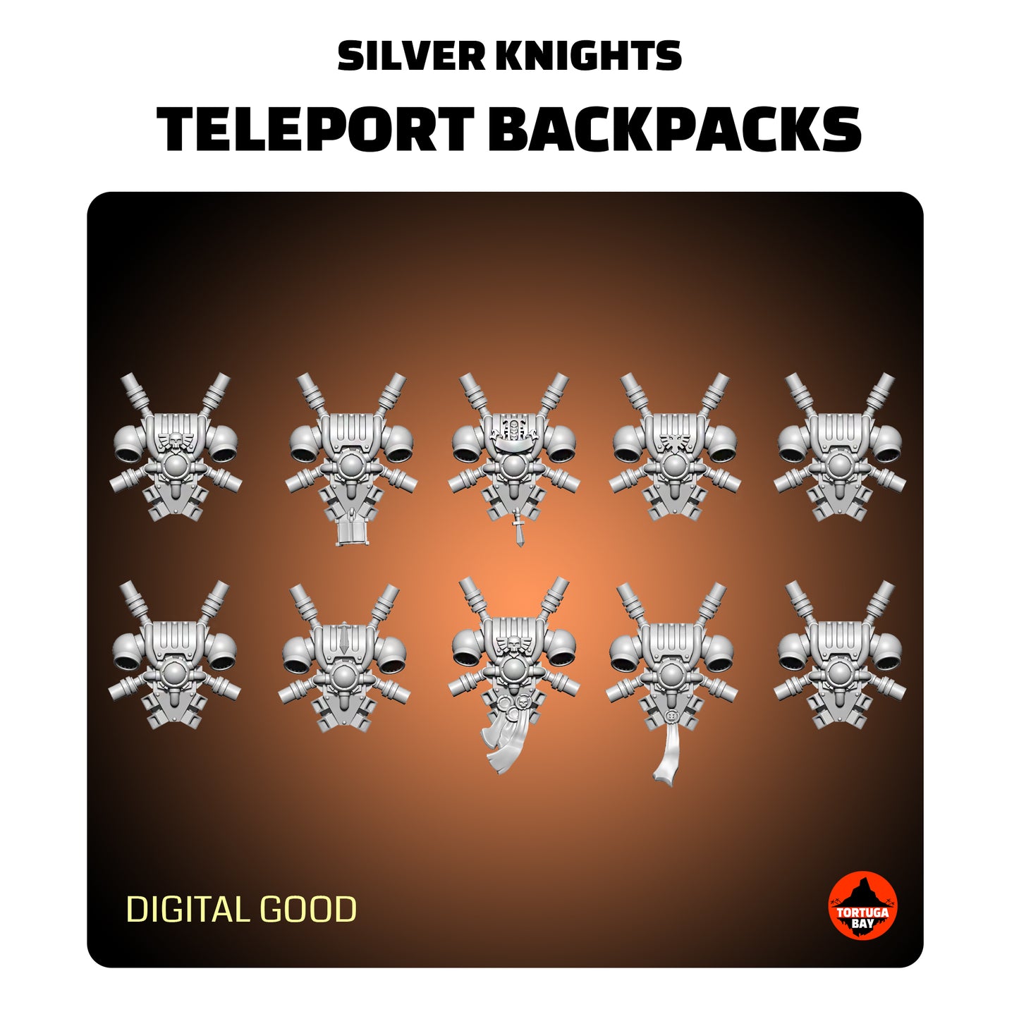 M3 Silver Knights Teleport Backpacks | Galaxy Marines Bits (10) - MKIII Battle Brothers- Tortugabay - 3d Printed Mini Marines