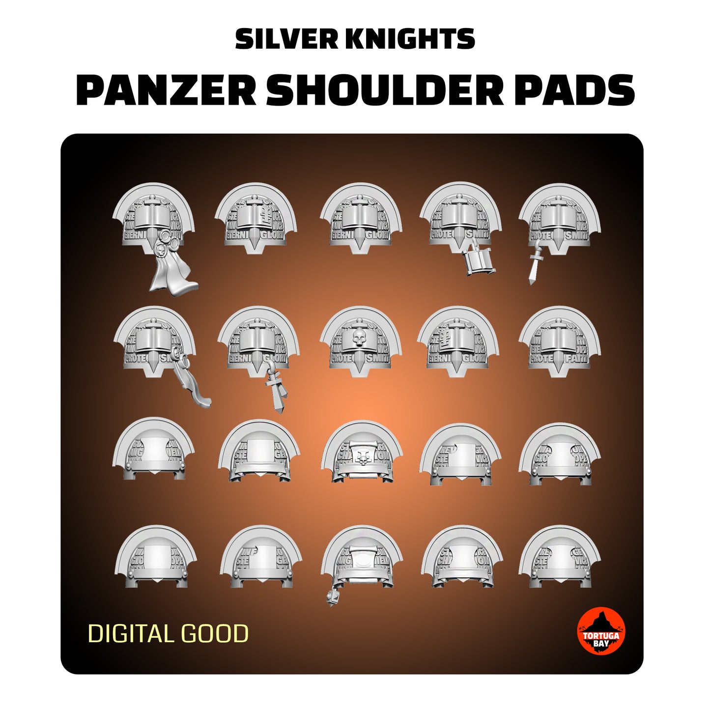 Silver Knights Heavy Shoulder Pads | Galaxy Marines Bits (20) - Battle Brothers - Tortugabay - 3d Printed Mini Marines