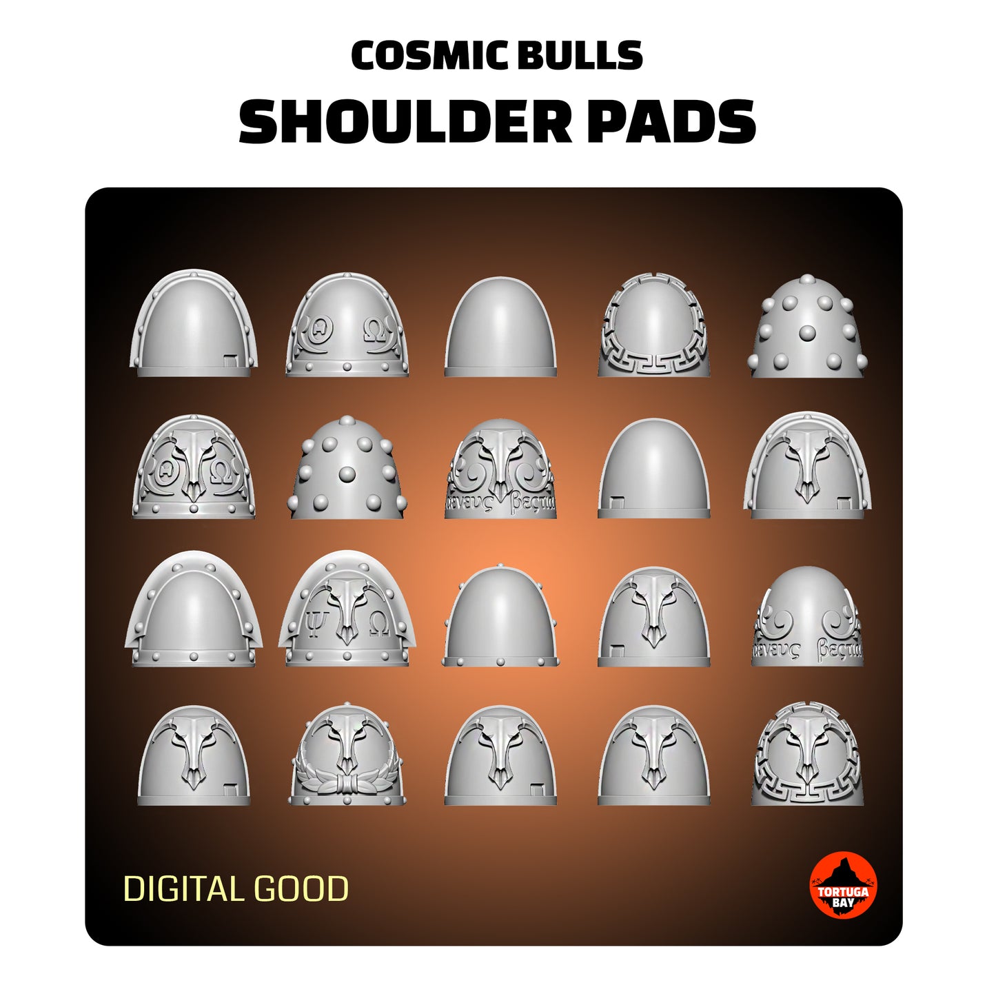 M2-8 Bulls Shoulder Pads | Galaxy Marines Bits (20) - Battle Brothers- Tortugabay - 3d Printed Mini Marines
