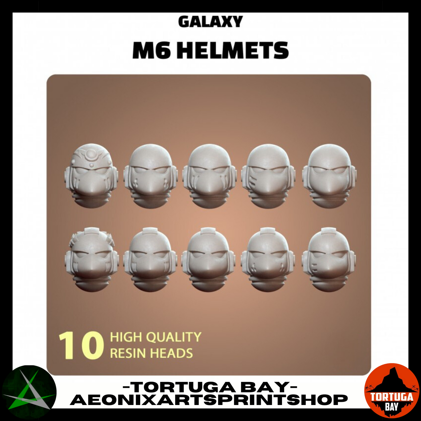M6 Helmets | Galaxy Marines Bits (10) - MKVI Battle Brothers- Tortugabay - 3d Printed Mini Marines
