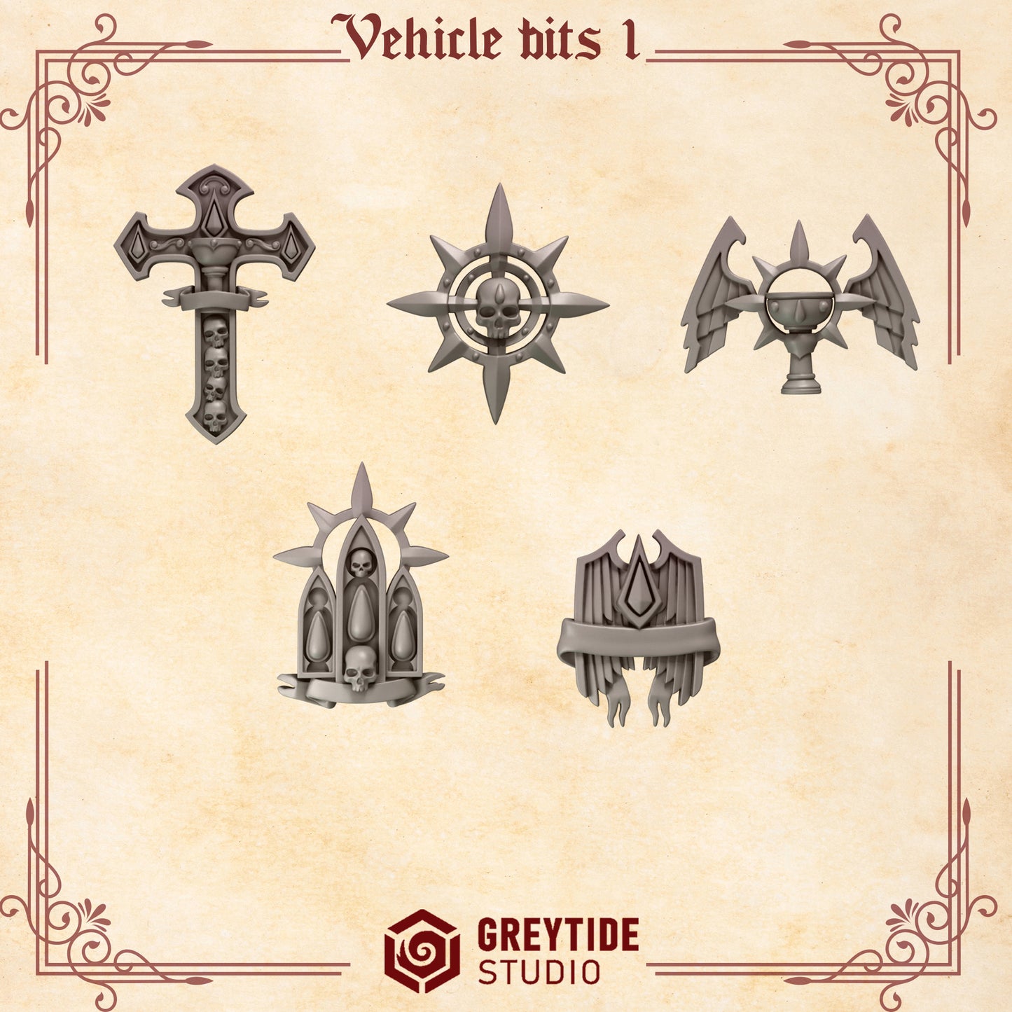 Vehicle Bits Decorations Crimson Lords | (Pack) - Battle Brothers - Greytide - Miniatures