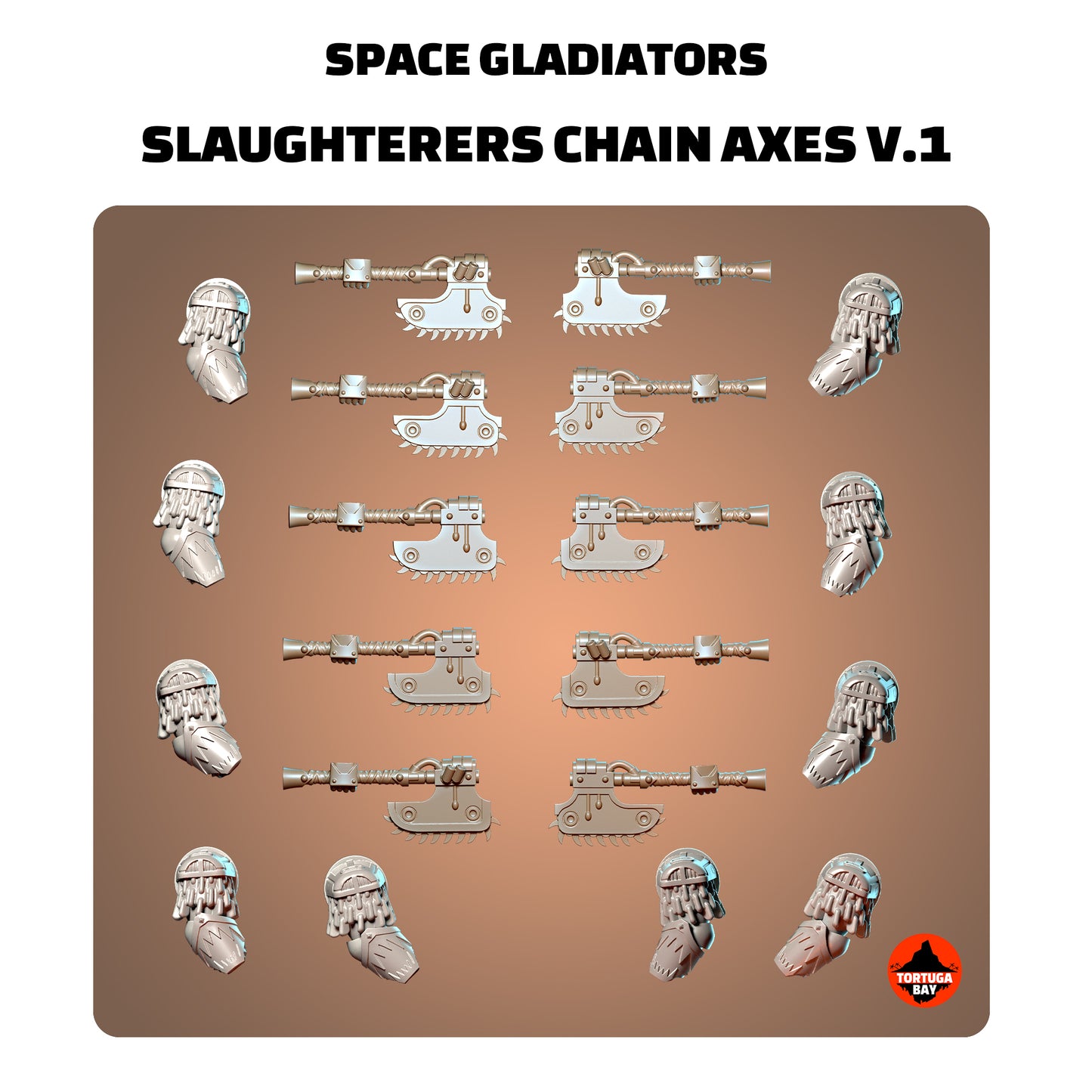 Slaughterer's Chain Axes V.1 | Chaos Knights Bits (10) - Havoc Brothers - Tortugabay - 3d Printed Mini Marines