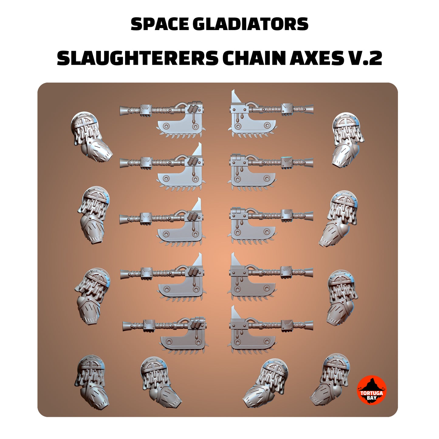 Slaughterer's Chain Axes V.2 | Chaos Knights Bits (5) - Havoc Brothers - Tortugabay - 3d Printed Mini Marines