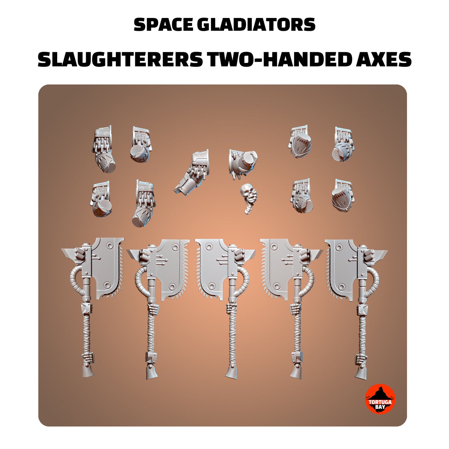 Slaughterer's Two-Handed Chain Axes | Chaos Knights Bits (5) - Havoc Brothers - Tortugabay - 3d Printed Mini Marines