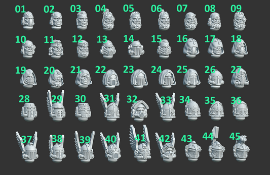 Heads and Helmets - Eternal Pilgrim Upgrade Bits - Battle Brothers - Greytide - 3d Printed Mini Marines