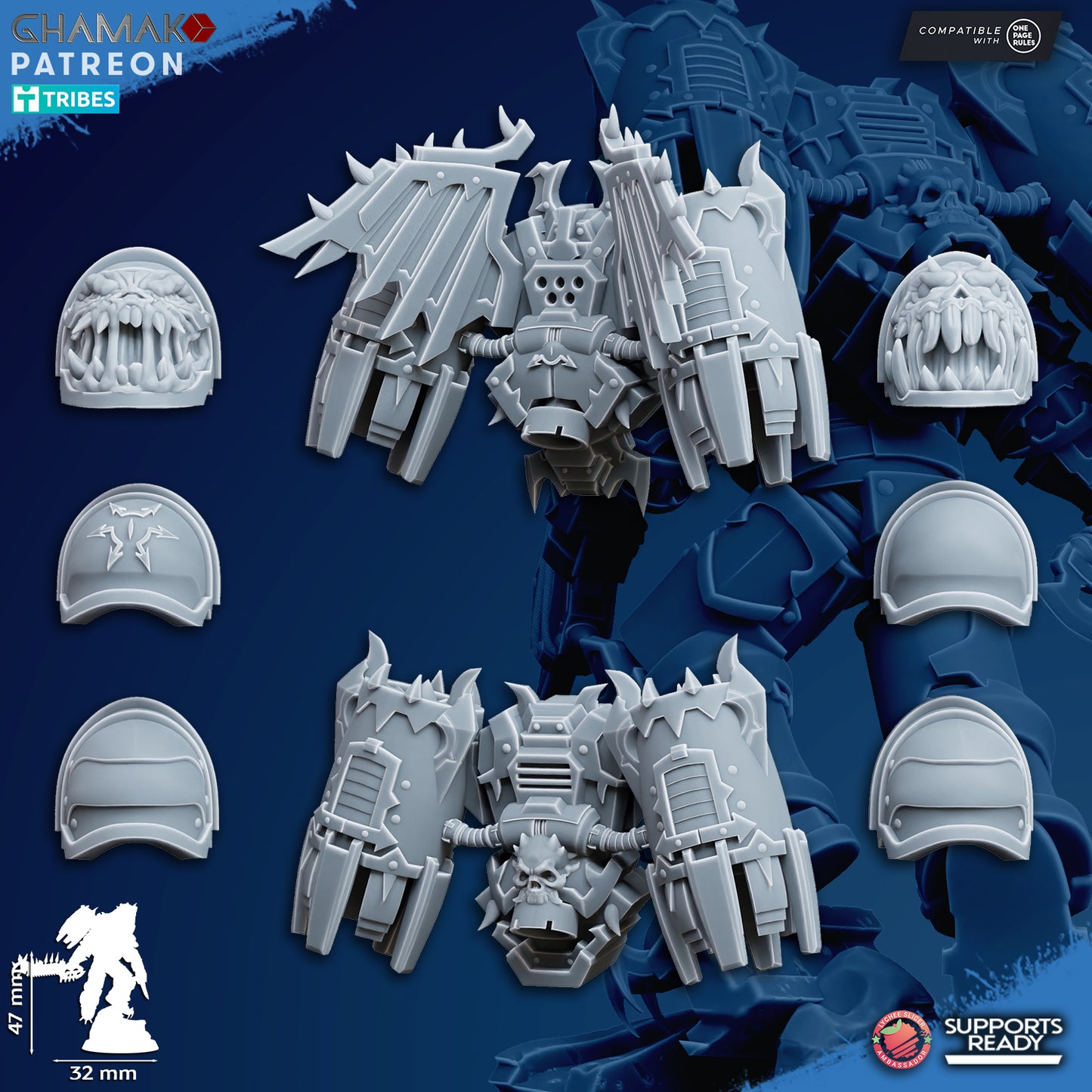 Chaos Vultures | Heretic Knights (10)  - Havoc Brothers - Ghamak - 3D Printed Mini Marines