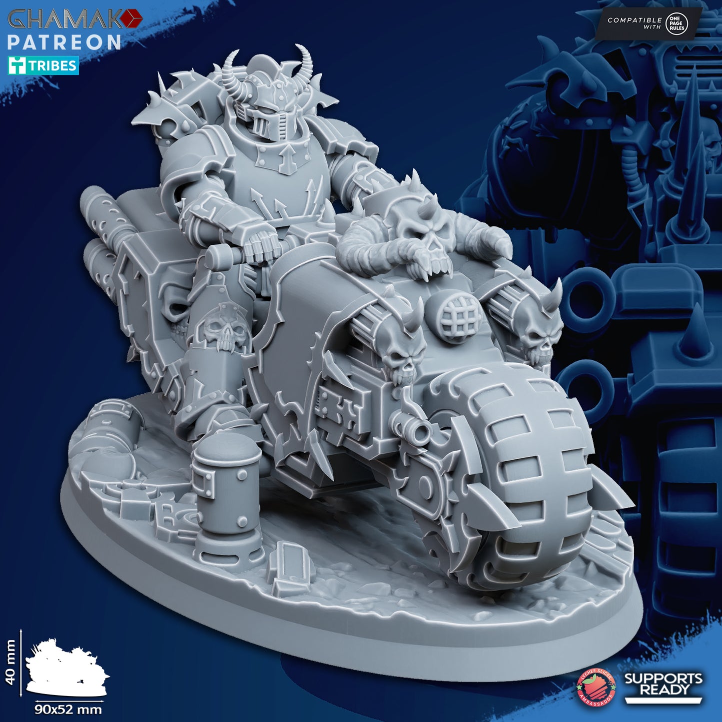 Traitor Bikes| Heretic Knights (3)  - Havoc Brothers - Ghamak - 3D Printed Mini Marines
