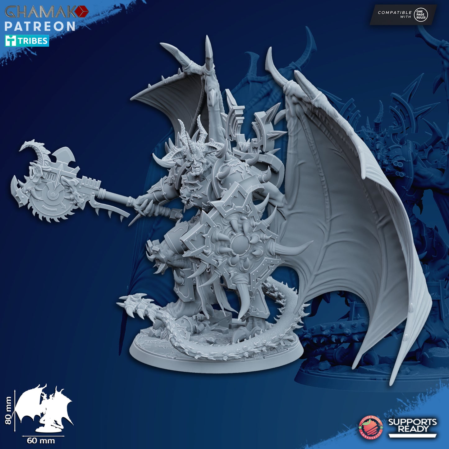 Winged Demonic Lord | Wormhole Daemons (1)  - Havoc Brothers - Ghamak - 3D Printed Mini Marines