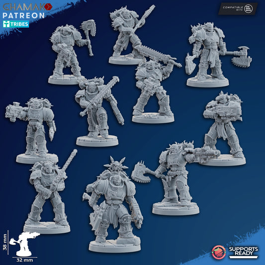 Traitor Militum Melee | Heretic Knights (10)  - Havoc Brothers - Ghamak - 3D Printed Mini Marines