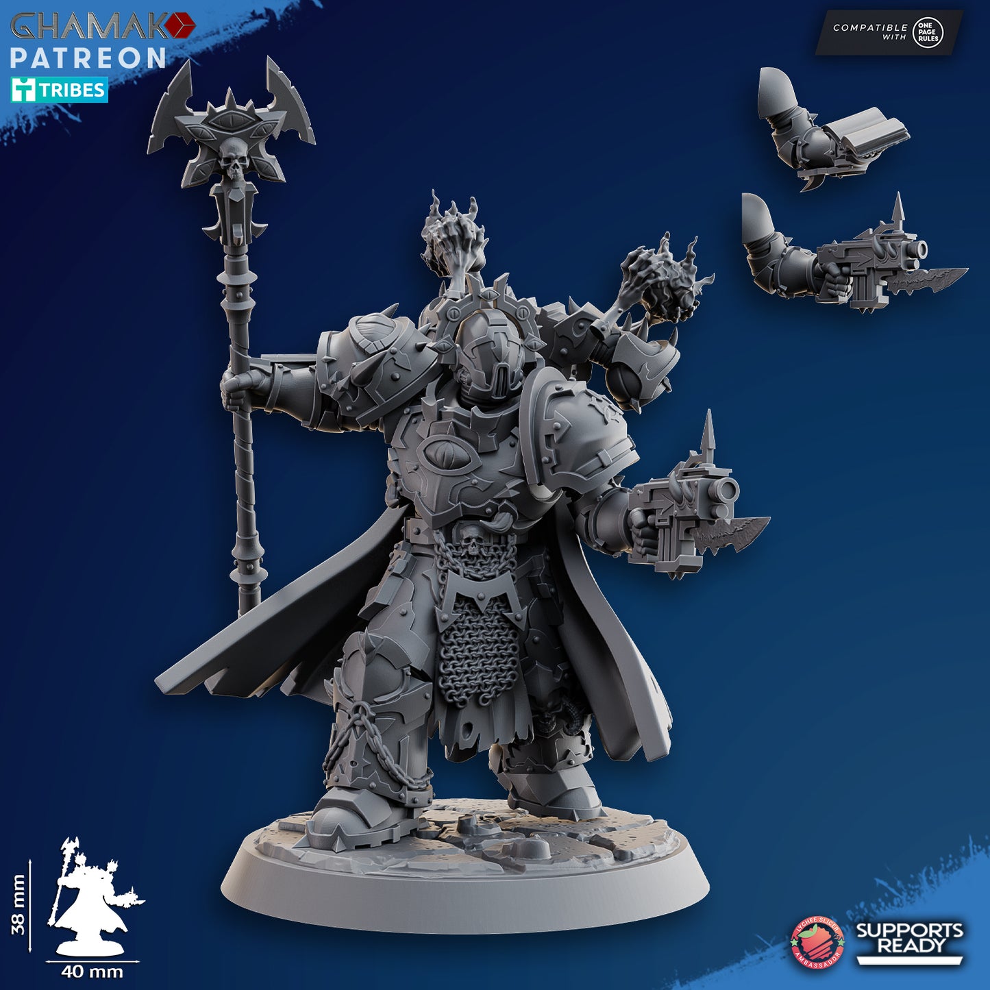 Heretic Warlock 2 | Chaos Knights (1)  - Havoc Brothers - Ghamak - 3D Printed Mini Marines