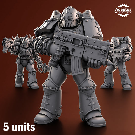 Chainlords Infantry Squad | Chaos Knights (5) - Havoc Brothers - Adeptus Miniatures - 3d Printed Mini Marines