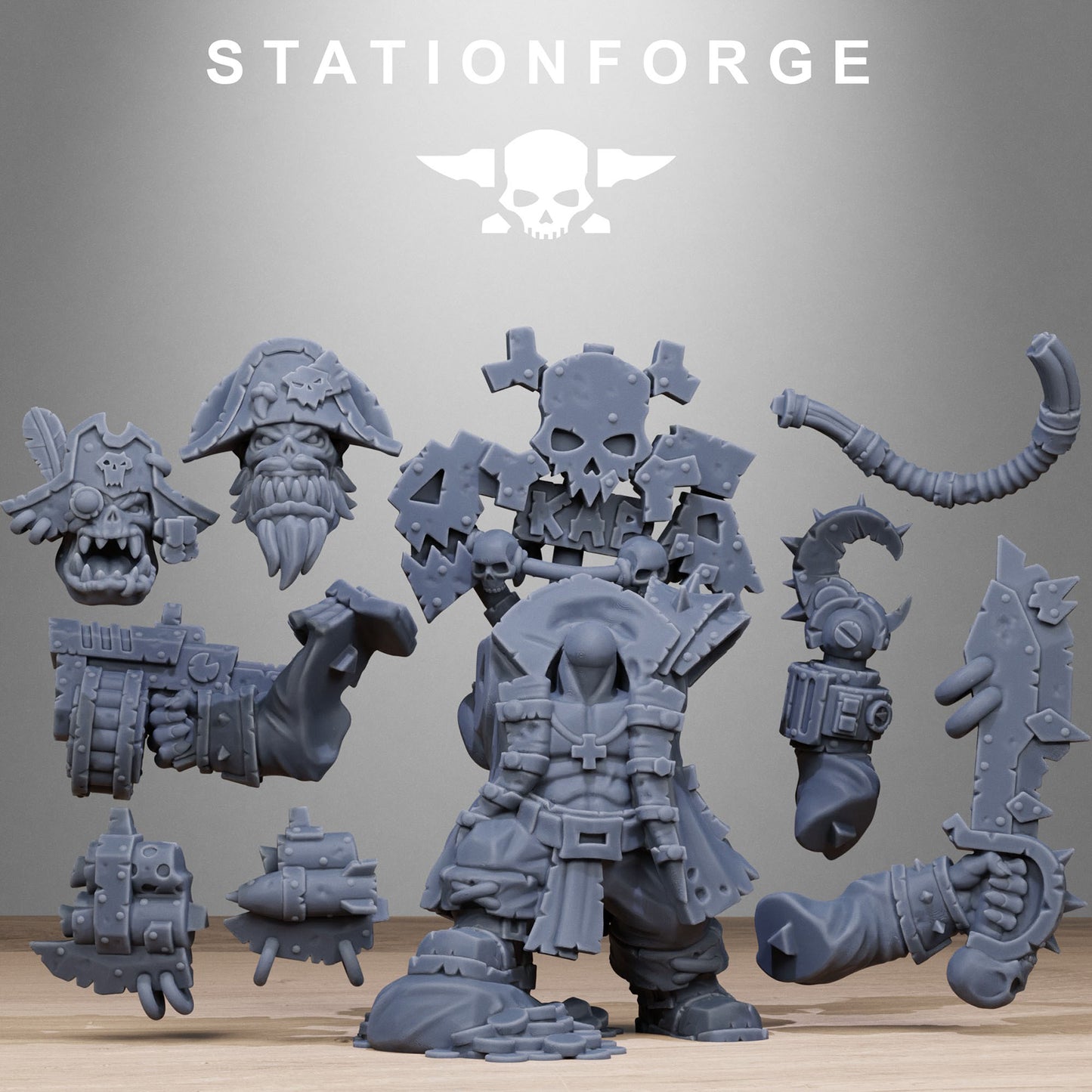 Pirate Orkaz | Space Orcs (1) - Stationforge | 3D-printed Miniatures