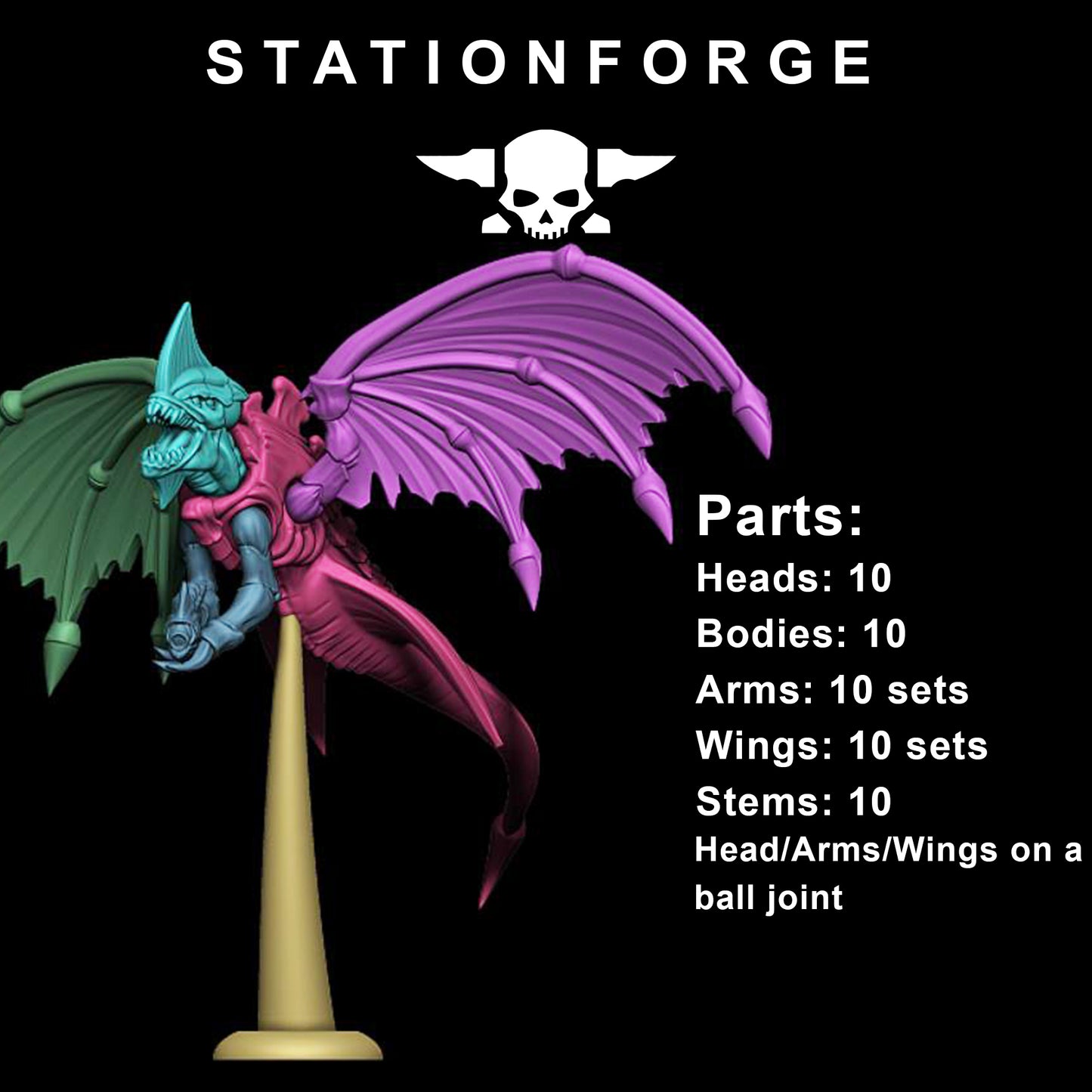 Flyers Xenarids | Alien Hives (10) - Stationforge | 3D-printed Miniatures