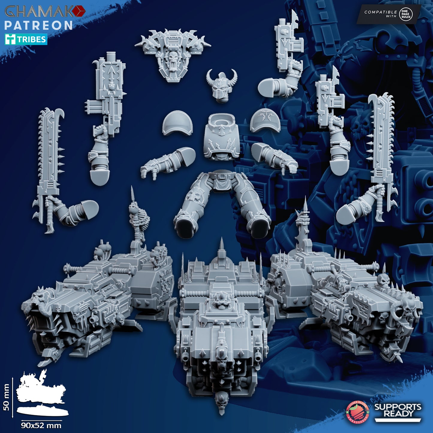 Traitor Grav-Bikes | Heretic Knights (3)  - Havoc Brothers - Ghamak - 3D Printed Mini Marines