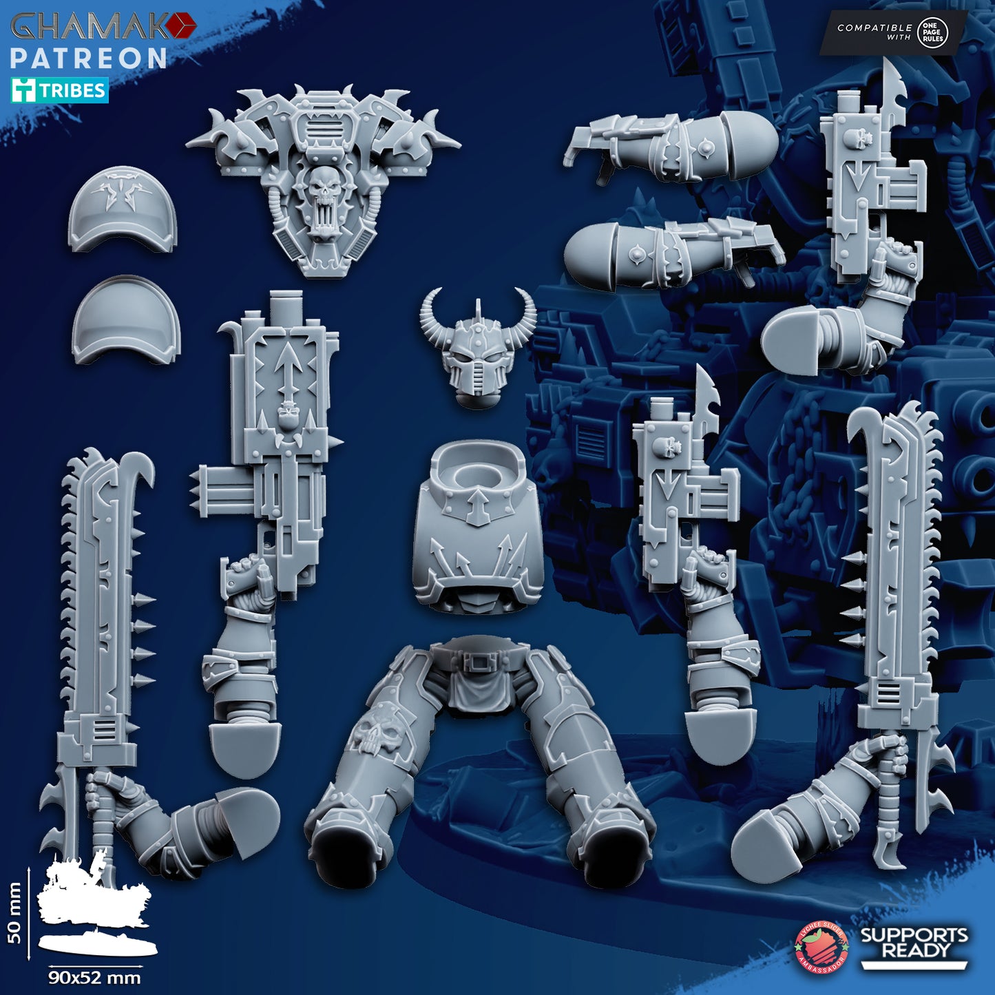 Traitor Grav-Bikes | Heretic Knights (3)  - Havoc Brothers - Ghamak - 3D Printed Mini Marines
