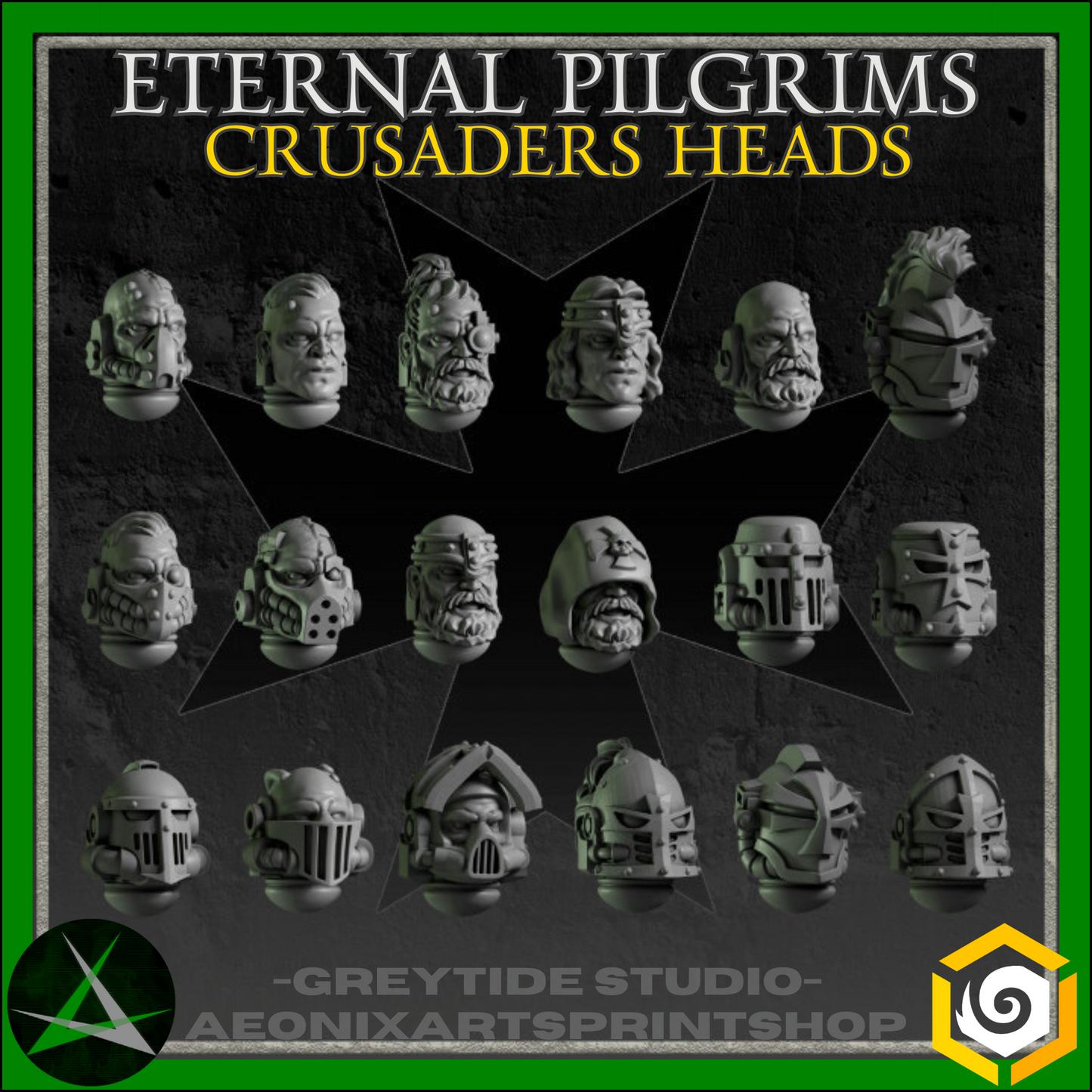 Templar Heads Eternal Crusaders | (23) Battle Brothers - Greytide - Miniatures