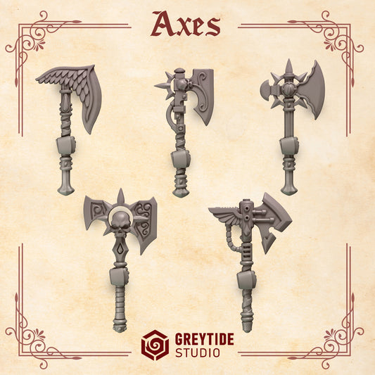 Axes Crimson Lords | (5) - Battle Brothers - Greytide - Miniatures