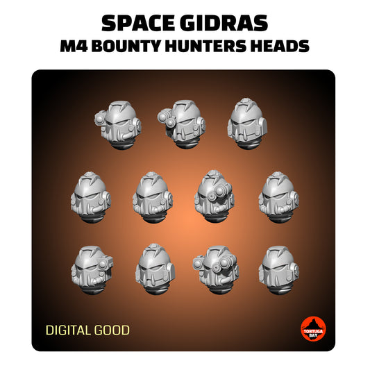 M4 Space Gidras Bounty Hunter Helmets | Galaxy Marines Bits (11) - MKIV Battle Brothers - Tortugabay - 3D Printed Miniatures