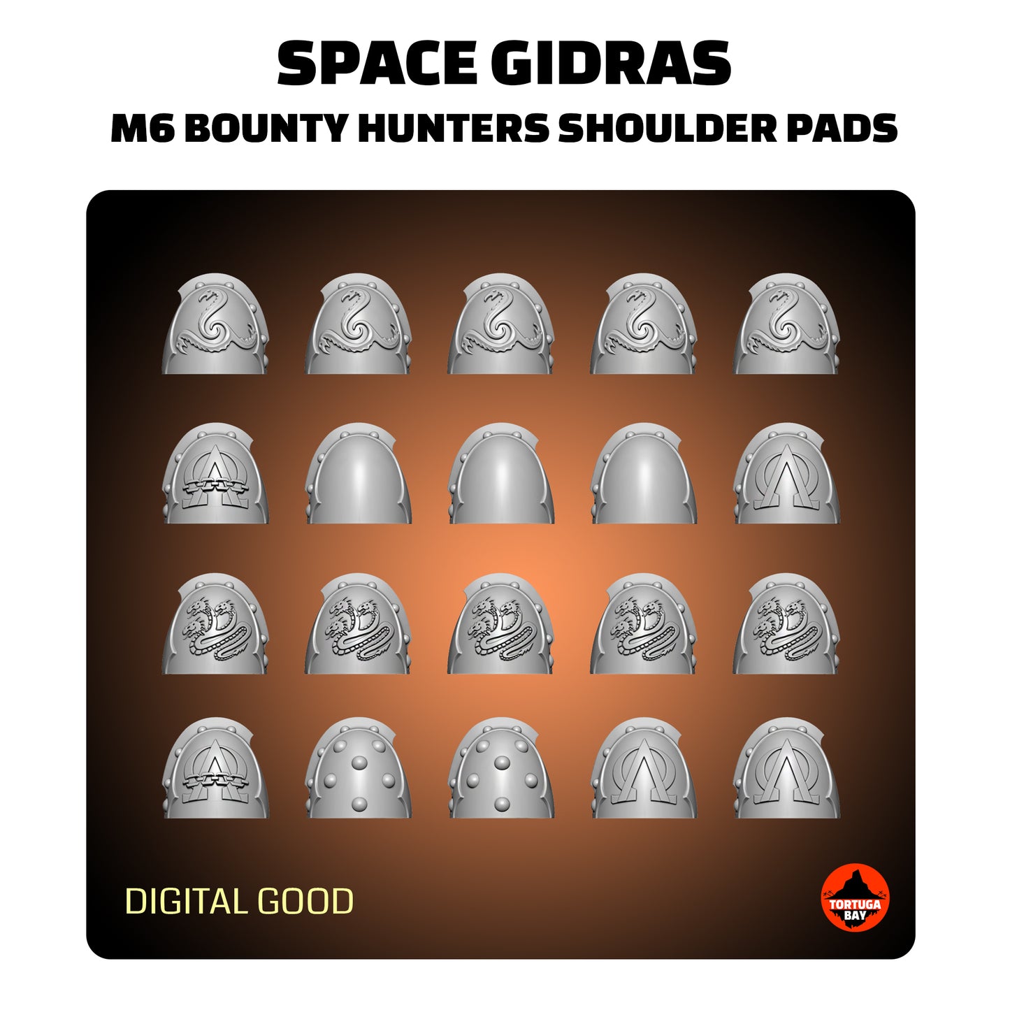 M6 Space Gidras Bounty Hunter Shoulder Pads | Galaxy Marines Bits (20) - Battle Brothers- Tortugabay - 3D Printed Mini Marines