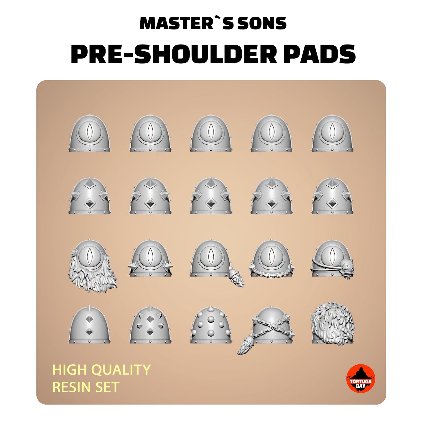M3 Master's Sons Pre-Shoulder Pads | Galaxy Marines Bits (20) - MKIII Havoc Brothers- Tortugabay - 3D Printed Mini Marines
