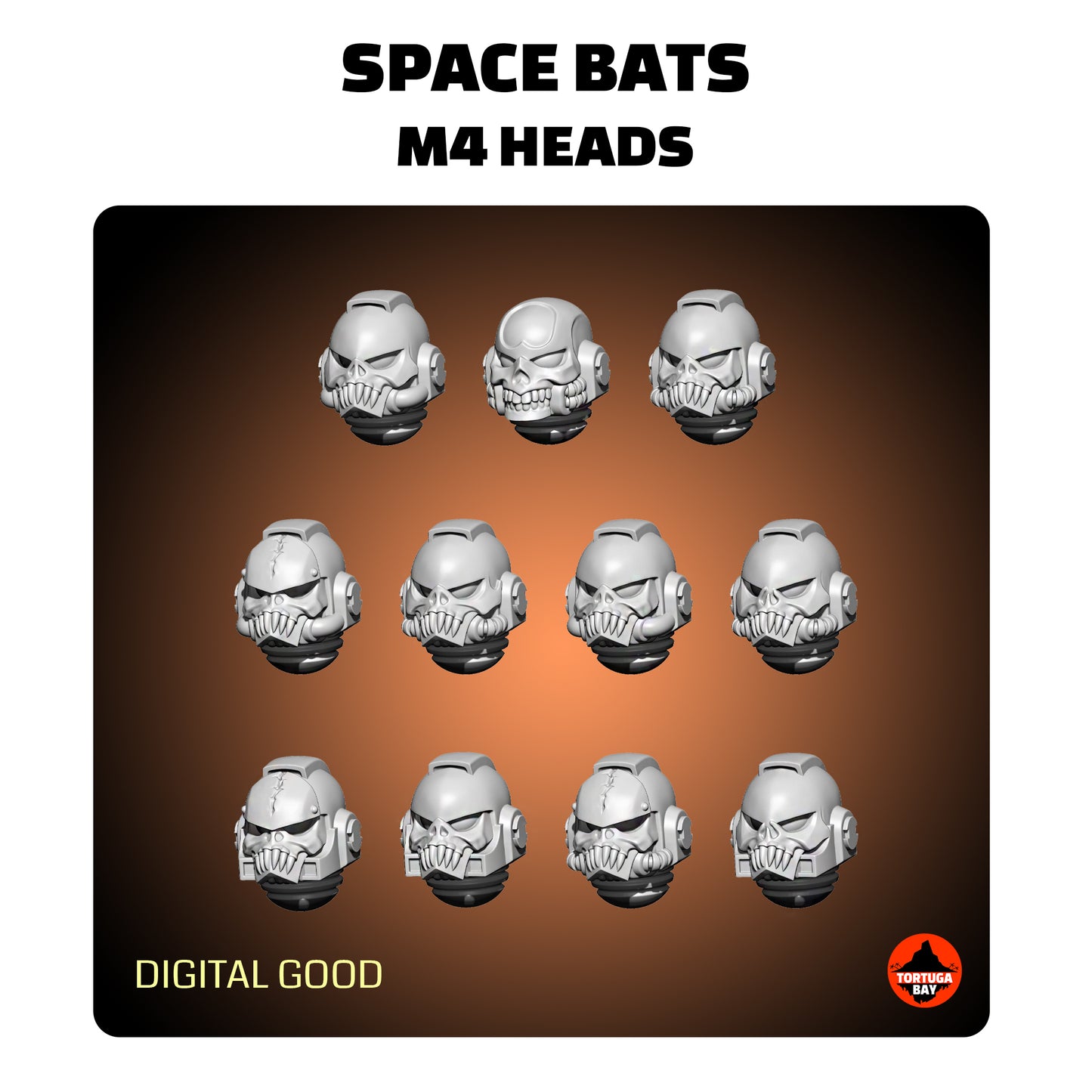 M4 Space Bats Skull Helmets | Galaxy Marines Bits (11) - MKIV Battle Brothers - Tortugabay - 3D Printed Miniatures
