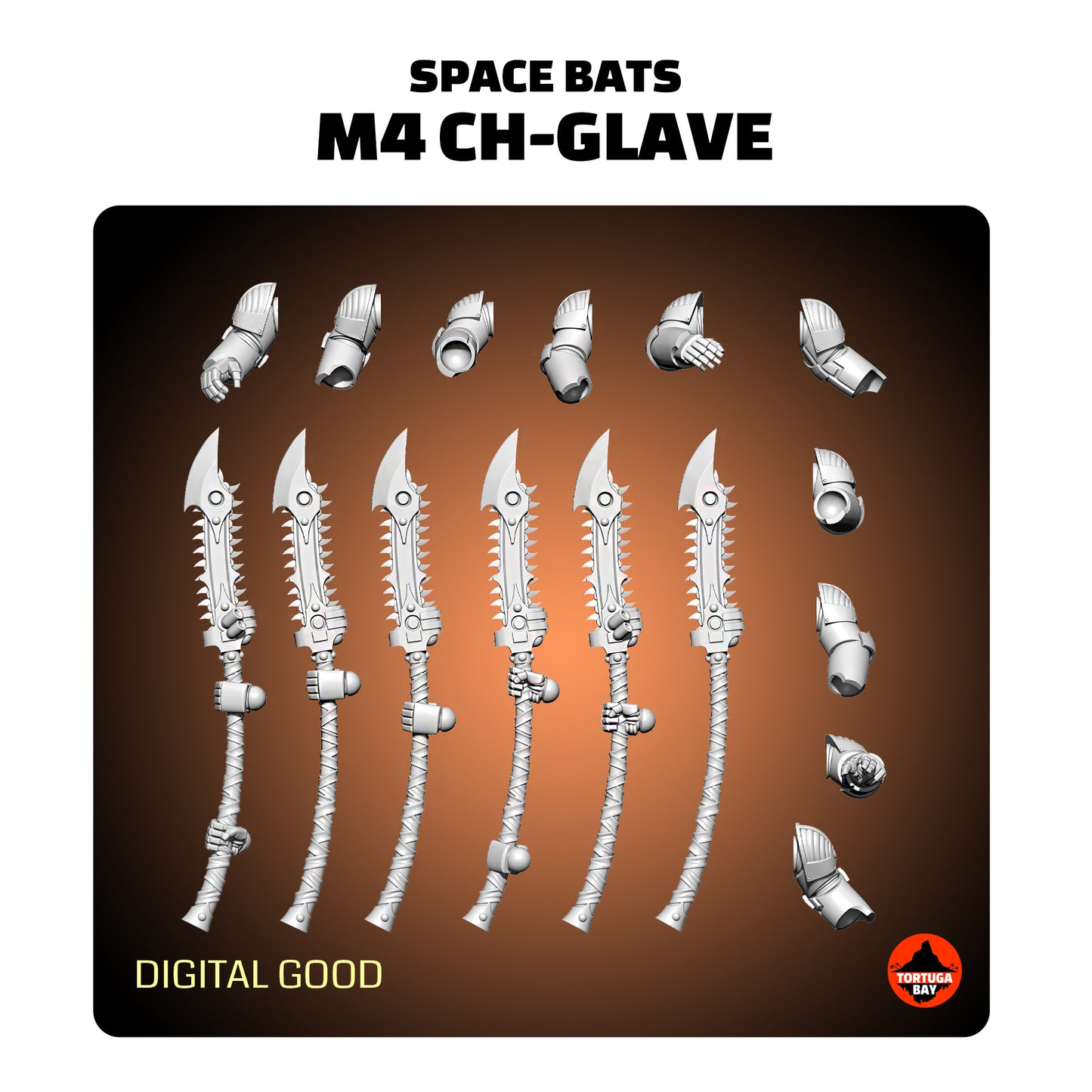 M4 Bat Chain Glaives | Galaxy Marines Bits (6) - MKIV Battle Brothers - Tortugabay - 3d Printed Mini Marines